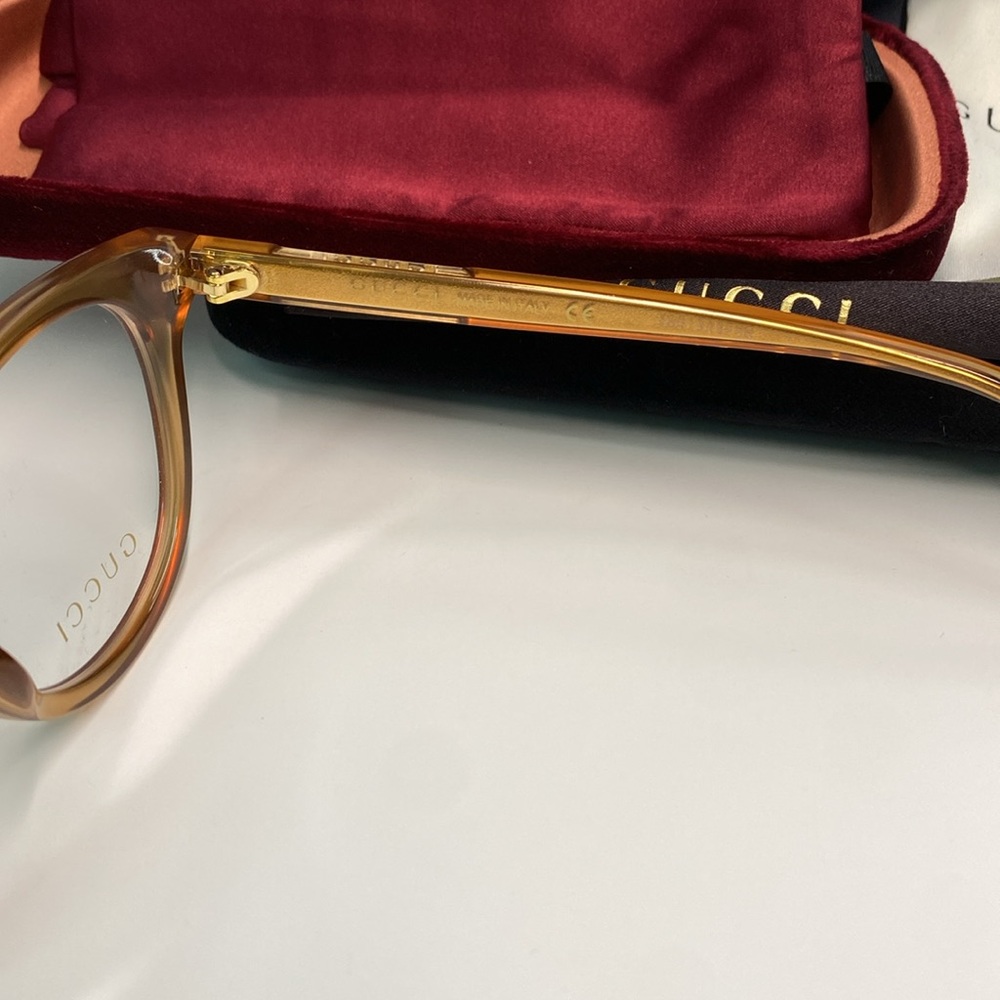New Authentic Gucci™ - GG0937O 003 Orange Transparent Eyeglasses - Picture 7 of 10